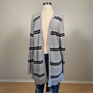 Talbots •  Striped Long Open Cardigan Sweater